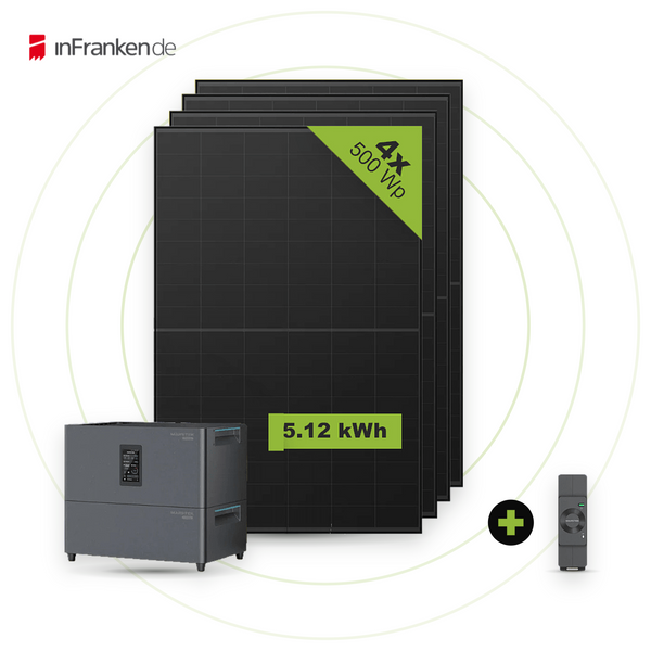 Sicatron 2000W Balkonkraftwerk - 4x 500 Watt - Marstek Jupiter C plus & Erweiterungsbatterie 5,12 kwh InFranken Deal