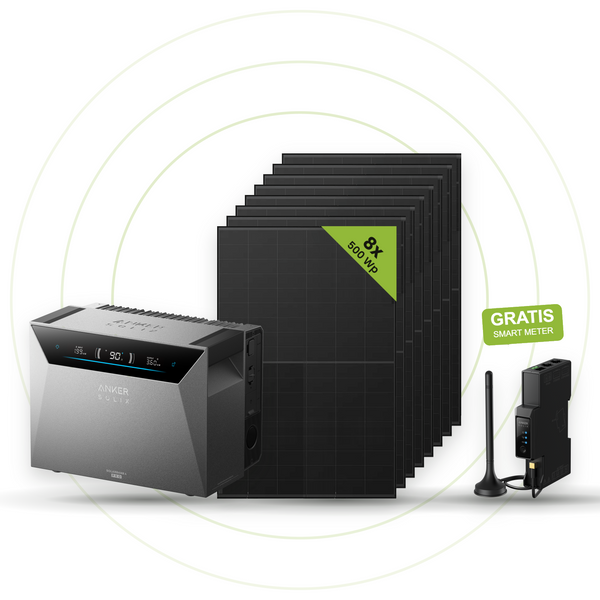Sicatron 4000 Watt Solaranlage - 8x 500W bifazial - Anker SOLIX Solarbank 4 Pro