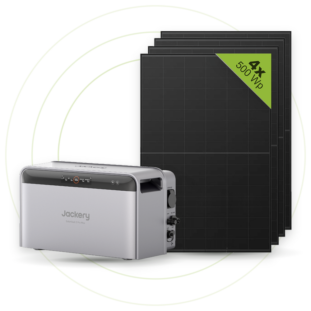 Sicatron 2000 Watt Balkonkraftwerk - 4x 500W Bifazial - Jackery Solar Vault 3 Pro MAX