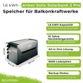 Sicatron 2000 W Balkonkraftwerk - 4x 500W Bifazial - Anker Solix Solarbank 2 Pro